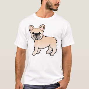T-shirt Bouledogue français crème Chien de dessin animé mi