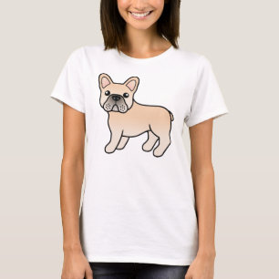 T-shirt Bouledogue français crème Chien de dessin animé mi