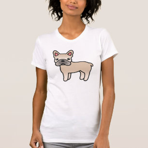 T-shirt Bouledogue français de dessin animé crème