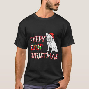 T-shirt Bouledogue français drôle de chapeau de Père Noël 