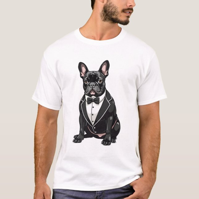 T-shirt Bouledogue français en smoking (Devant)