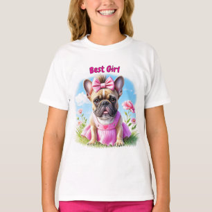 T-shirt Bouledogue français Fleurs Bouledogue Français