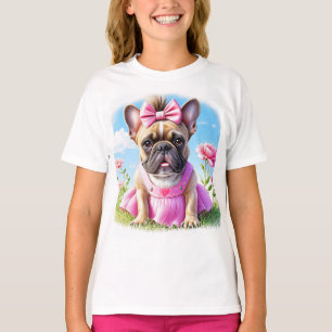 T-shirt Bouledogue français Fleurs Bouledogue français