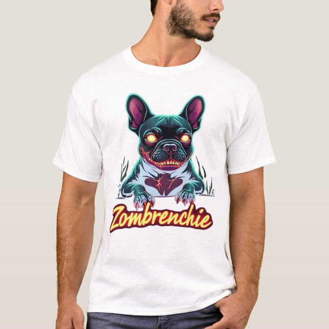 T-shirt Bouledogue Français Frenchie Chien Zombie Hallowee (Devant)