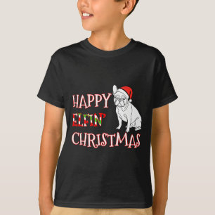 T-shirt Bouledogue Français Fun Chapeau De Père Noël Heure