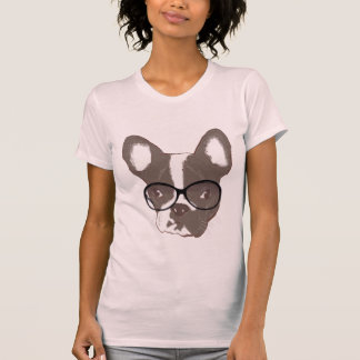 T-shirt Bouledogue français Geeky dans la chemise en verre