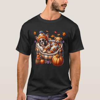 T-shirt Bouledogue français Halloween automne citrouille p