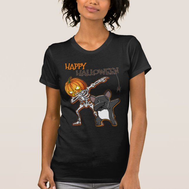 T-shirt Bouledogue français heureux de Halloween (Devant)