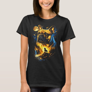 T-shirt Bouledogue français hurleur à la lune vintage 90Fr