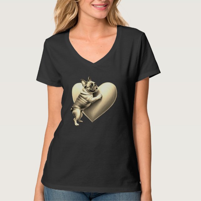 T-shirt Bouledogue français je t'aime (Devant)