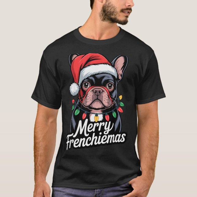 T-shirt Bouledogue Français Joyeux Frenchiemas Chapeau de  (Devant)