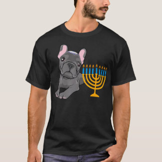 T-shirt Bouledogue français juif Frenchie Menorah Hanukka