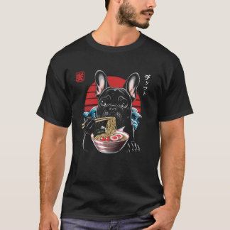 T-shirt Bouledogue français mangeant des nouilles Ramen, n