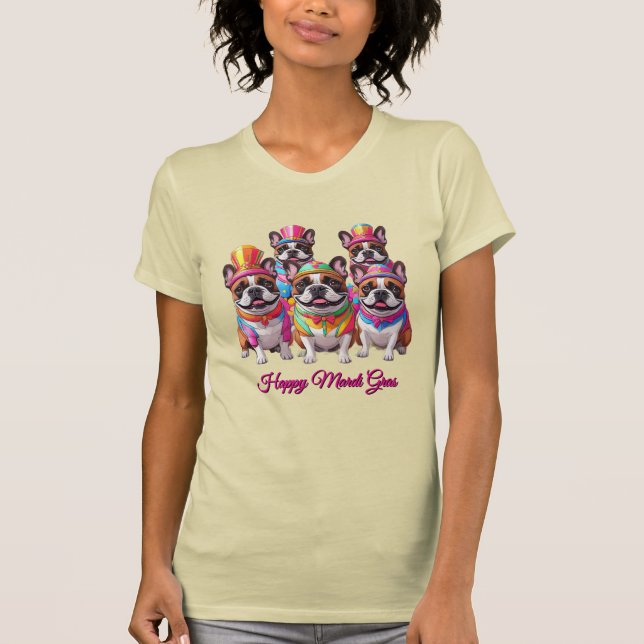 T-shirt Bouledogue français Mardi Gras (Devant)