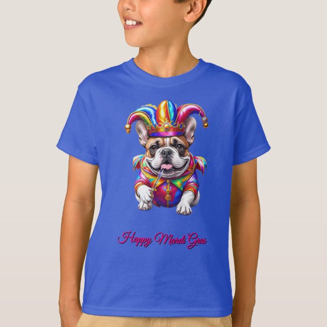 T-shirt Bouledogue français Mardi Gras (Devant)