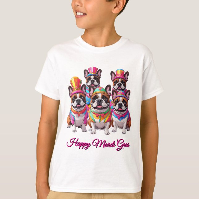 T-shirt Bouledogue français Mardi Gras (Devant)