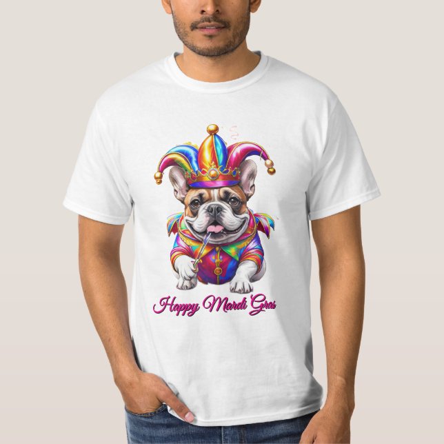 T-shirt Bouledogue français Mardi Gras (Devant)