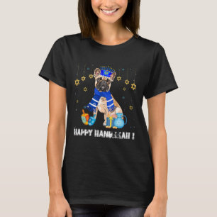 T-shirt Bouledogue français Menorah Chapeau Joyeux Chanuka