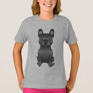 T-shirt Bouledogue français noir / Dessin animé de Frenchi