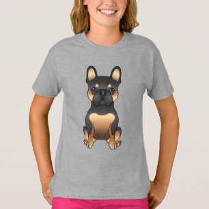T-shirt Bouledogue français noir et feu / Chien de dessin