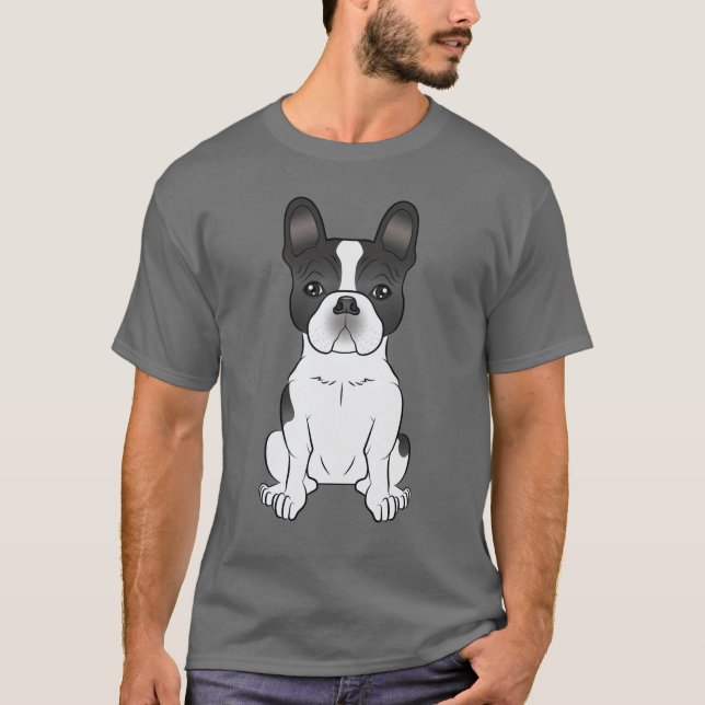 T-shirt Bouledogue français pie noir / Frenchie Chien mign (Devant)