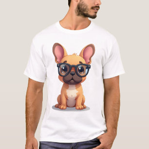T-shirt Bouledogue français portant des lunettes Copie