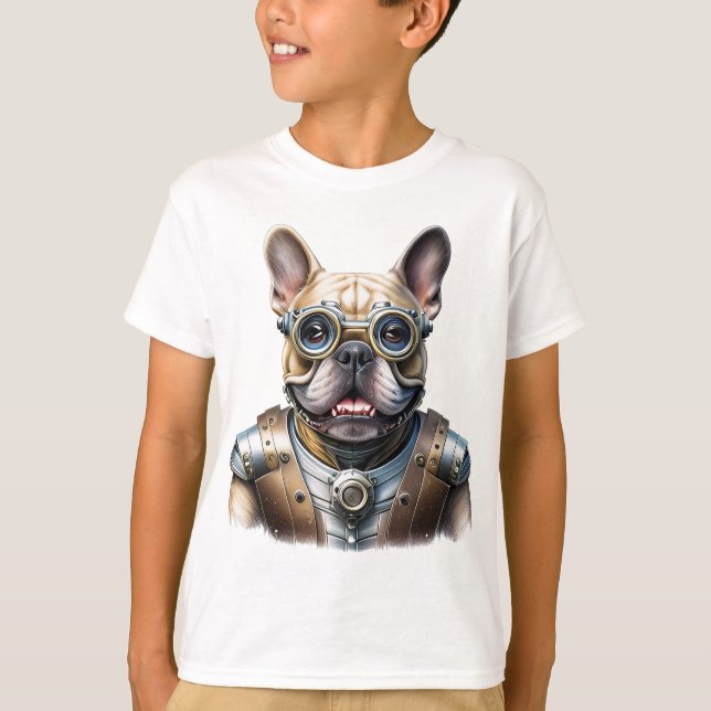 T-shirt Bouledogue français robot fête des pères (Devant)