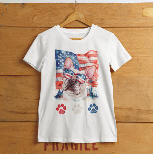 T-shirt Bouledogue français rouge blanc et bleu 14 juillet