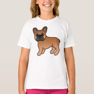T-shirt Bouledogue français rouge mignon chien de dessin a