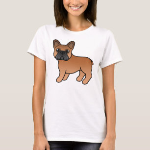 T-shirt Bouledogue français rouge mignon chien de dessin a