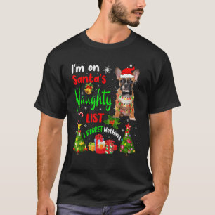 T-shirt Bouledogue français Santa Je suis sur la liste des