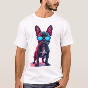 T-shirt Bouledogue français SciFi portant des lunettes de