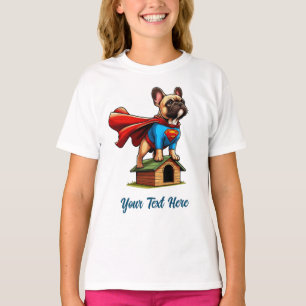 T-shirt Bouledogue Français Super-héros "Ajoutez votre pro