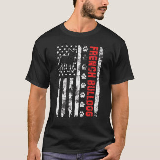 T-shirt Bouledogue français vintage Usa drapeau américain