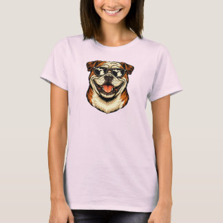 T-shirt Bouledogue Michigan portant des lunettes de soleil