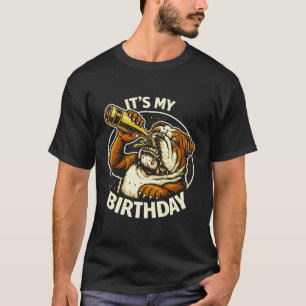 T-shirt Bouledogue qui s'enfile des bières pour son annive