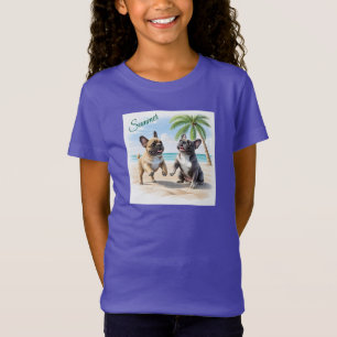 T-Shirt Bouledogues français à la plage en vacances