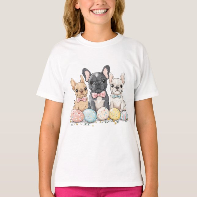 T-shirt Bouledogues français de Pâques (Devant)