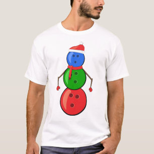 T-shirt Boules de bowling de Noël drôles Bonhomme de neige