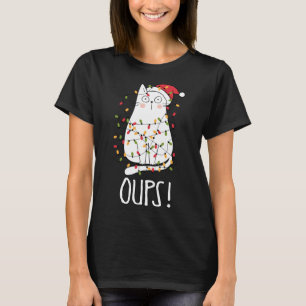T-shirt Boules de chat ! Chat Blanc Tangé Dans L'Arbre De