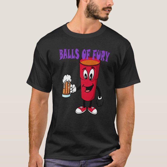 T-shirt Boules De Fury Bière Pong Boire Jeu Bière Boire Bo (Devant)