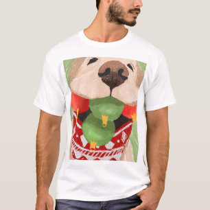 T-shirt Boules de Noël de Golden Retriever dans la bouche