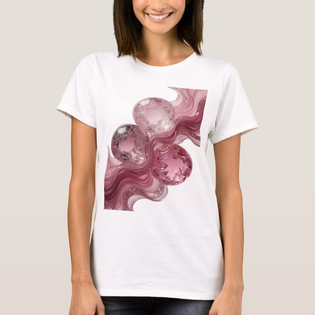 T-shirt Boules de verre argentées et brillantes Design Mod (Devant)
