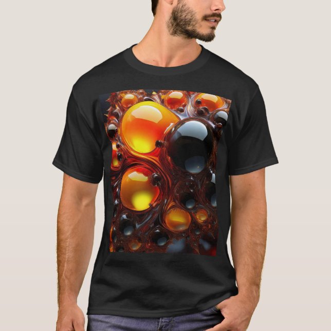 T-shirt Boules Mandelbrot Noir Et Or (Devant)