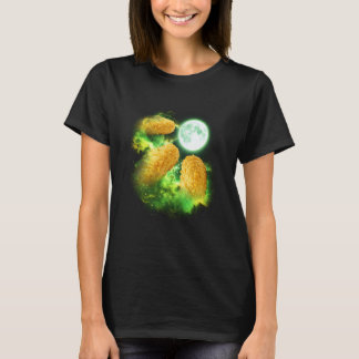 T-shirt Boulette de poulet hurlant à la lune en vert tie d