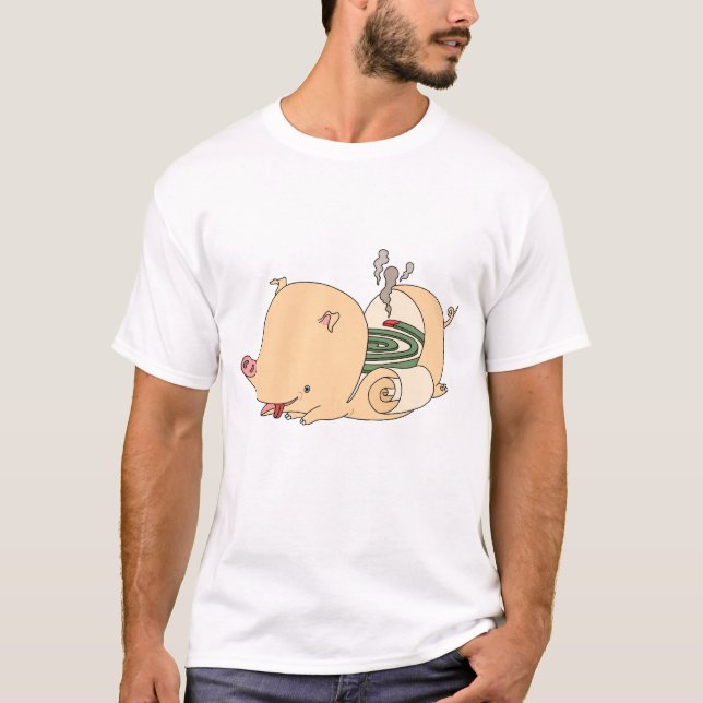 T-shirt Boulette insecticide en forme de cochon. (Devant)