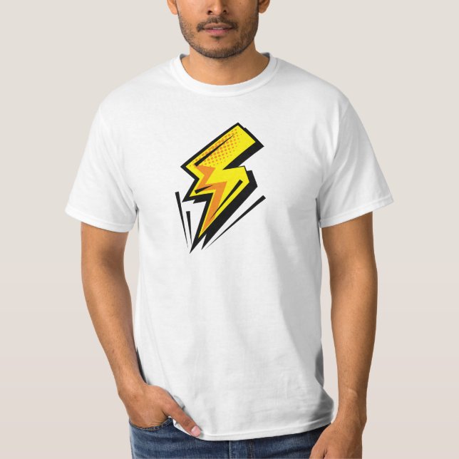 T-shirt Boulon de foudre - Jaune avec traits noirs (Devant)