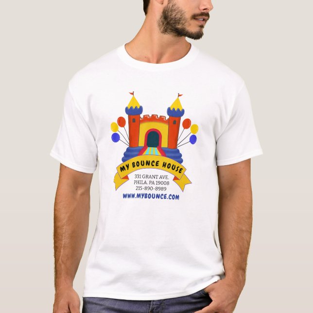 T-SHIRT BOUNCE HOUSE INFLATABLES FÊTE ANNIVERSAIRE AFFAIRE (Devant)
