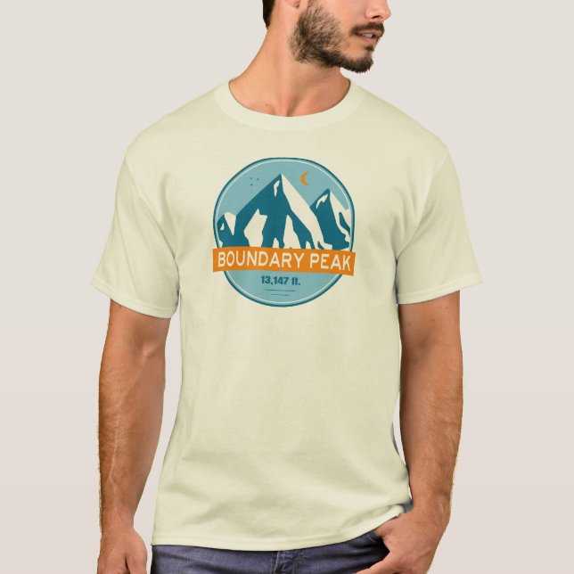 T-shirt Boundary Peak Nevada Stars Moon (Devant)