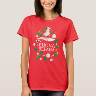 T-shirt Bouona Befana Italienne sorcière de Noël, blanc